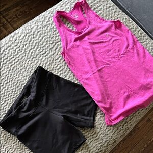 Old Navy Bright Pink Racerback Tank Top and shorts set